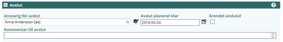 Avslut och arkivering